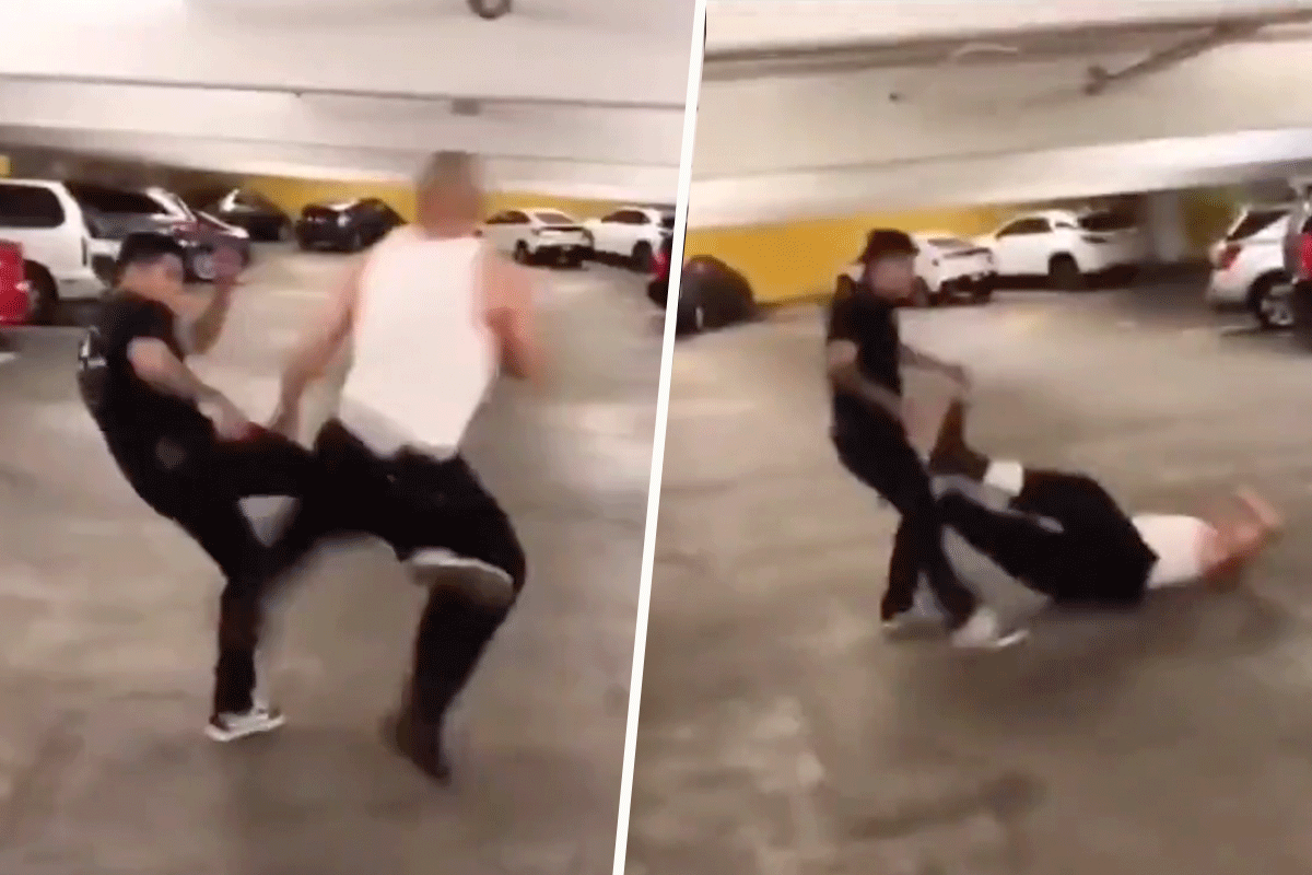 MMA-vechter sloopt nare gast in parkeergarage: 'Niet meer doen jongen' (video)
