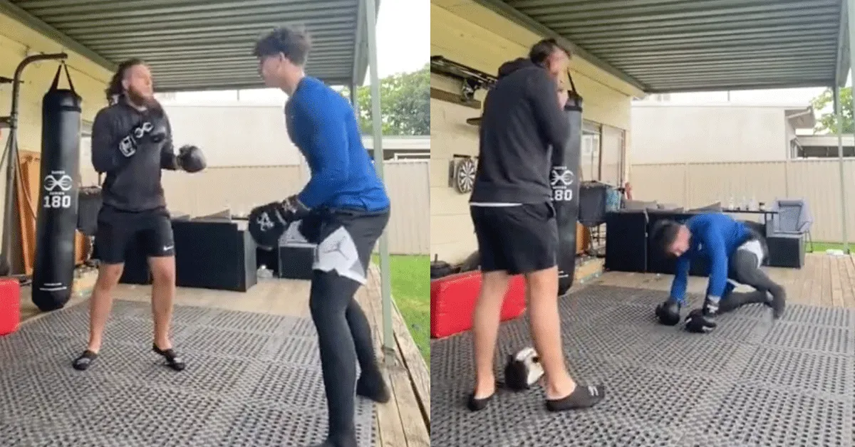 Sukkel kopt zichzelf knock-out! 'Boem' (video)