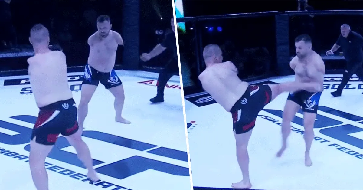 Bizar: Vechters zonder armen knokken elkaar de tent uit (video)