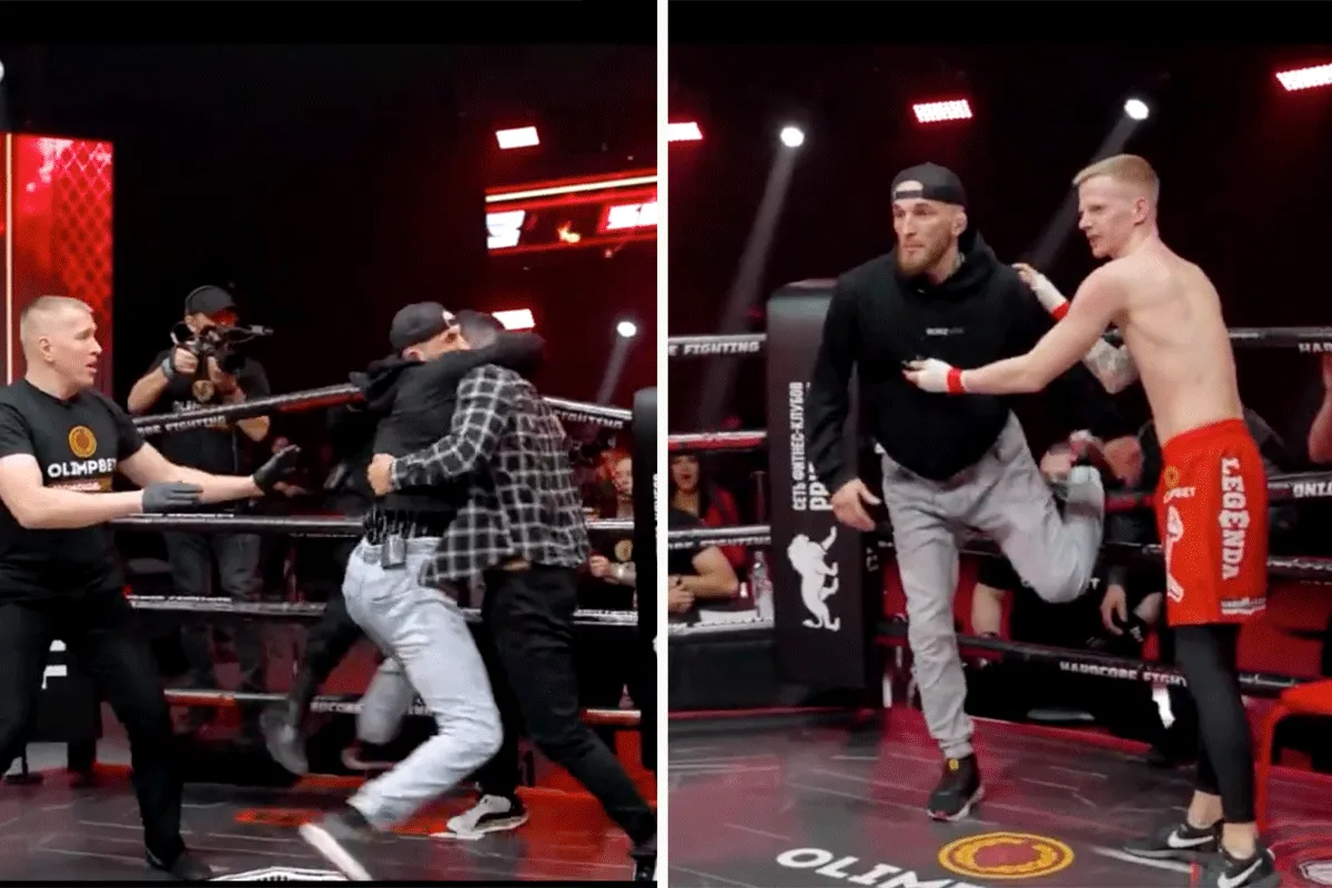 Chaos! Knokpartij door opgefokte coach tijdens MMA-event (video)