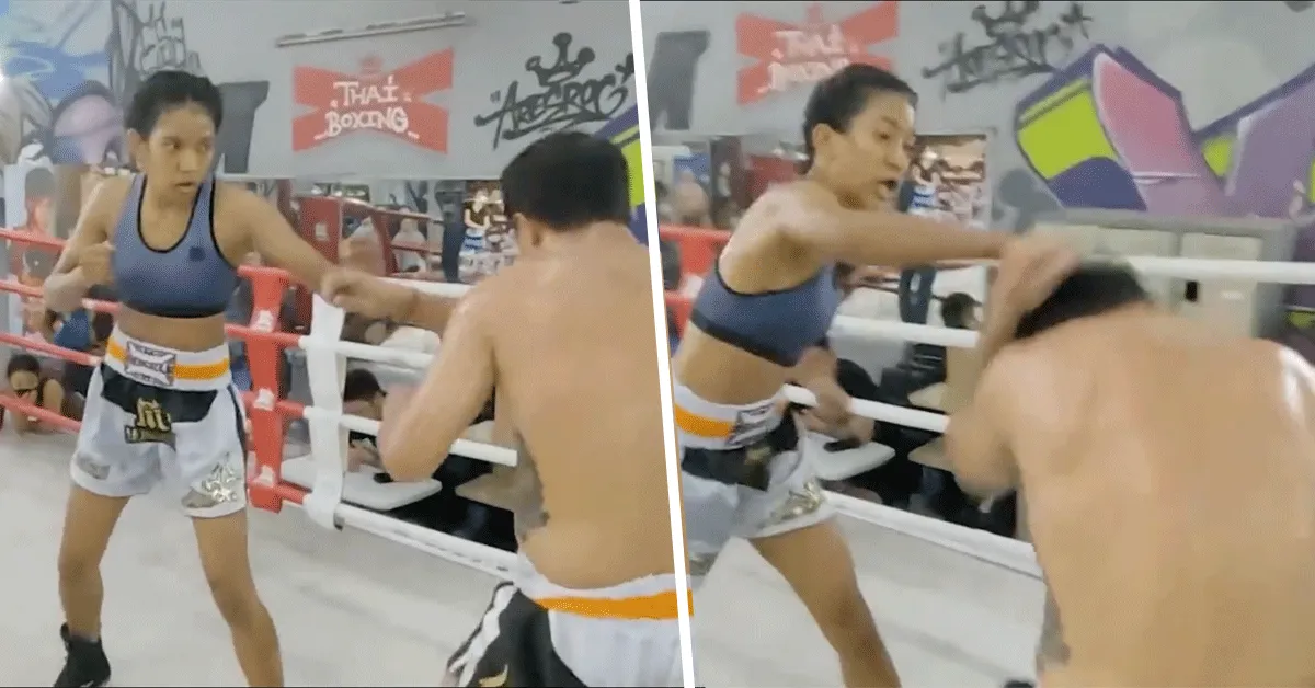 ZIEN! Boks mevrouw slaat man knock-out met 1 stoot (video)