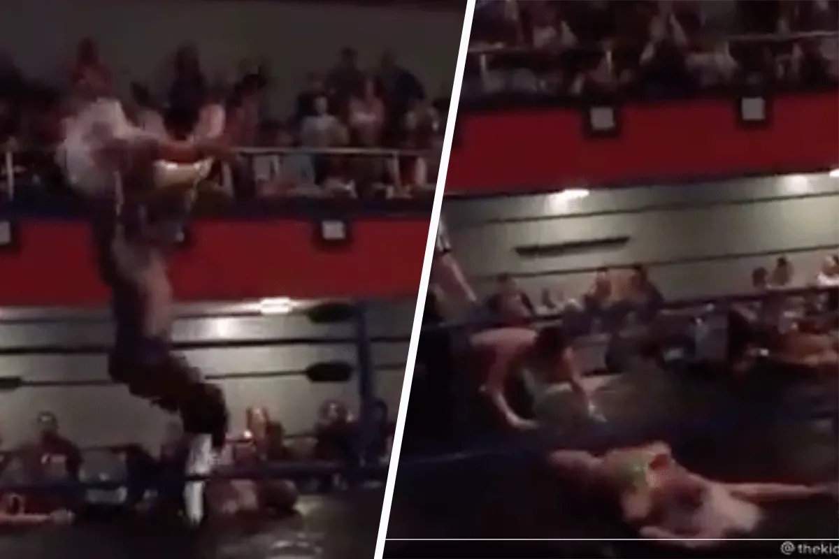 Pijnlijk: Worstelvrouw breekt bijna doormidden door smakkert (video)