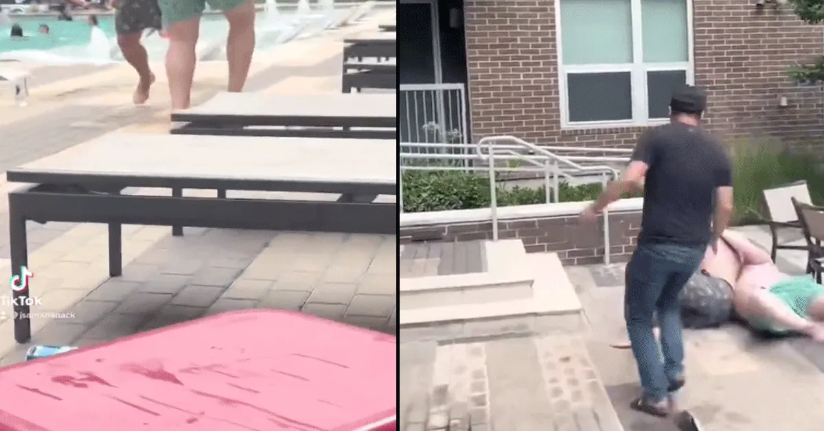 Foei! Boze vaders vechten bij zwembad: 'Jij begon he' (video)