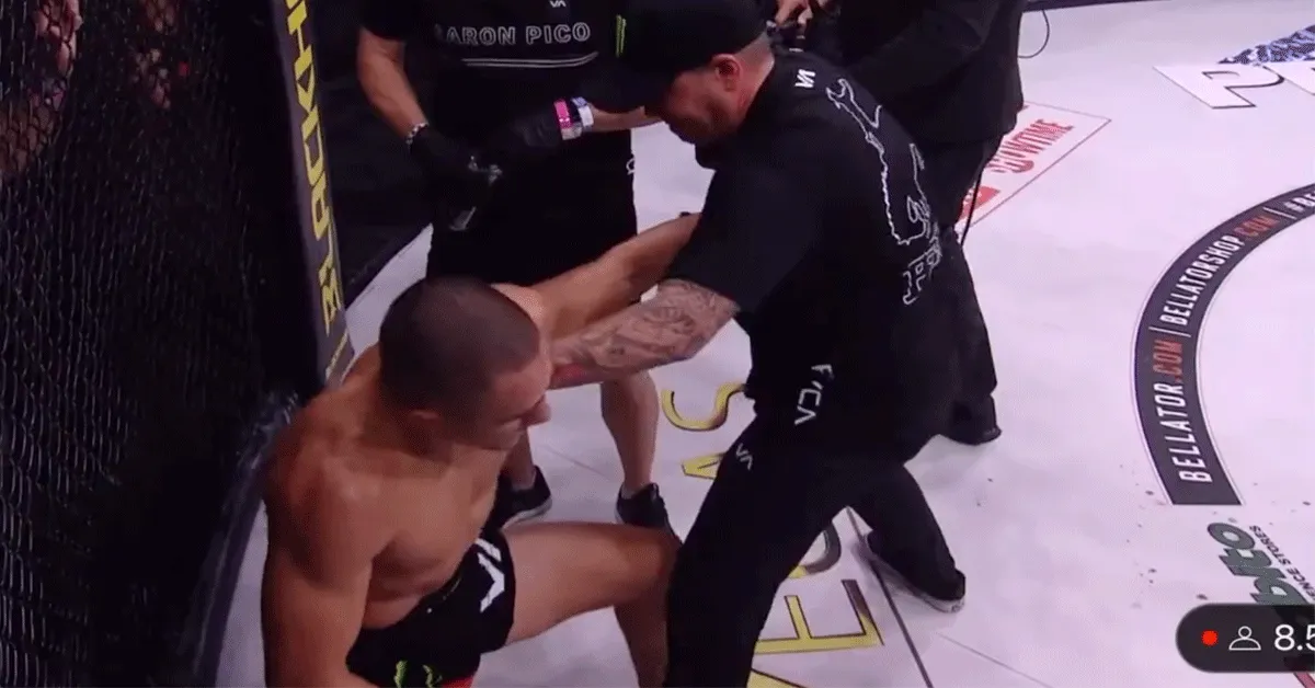 HELP! Coach probeert schouder vechter te redden bij Bellator 286