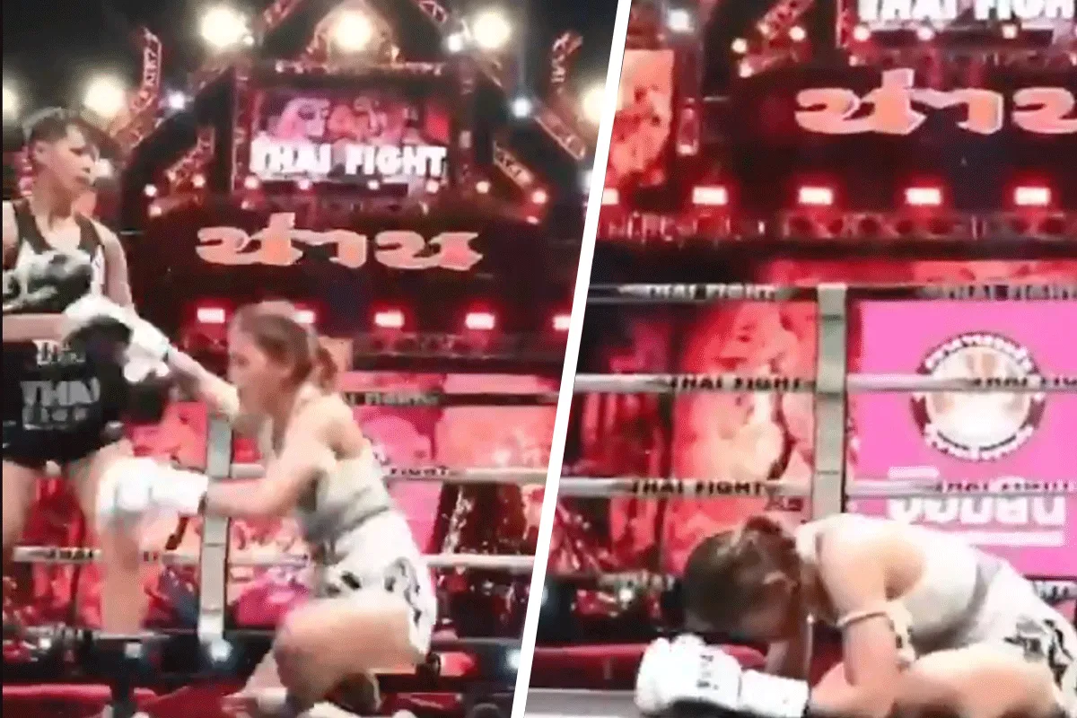 ? Backfist 'KO': Kickbokster eet vuist tegenstander