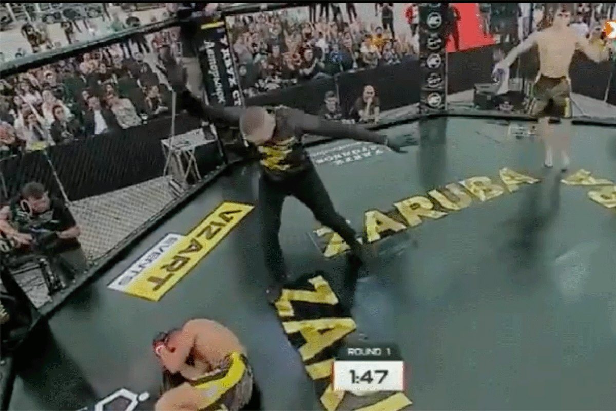 Woeste Oekraïner sloopt tegenstander in MMA-wedstrijd (video)
