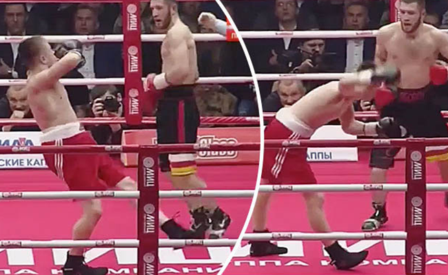 Brutale knockout laat bokser zwabberen in de ring!