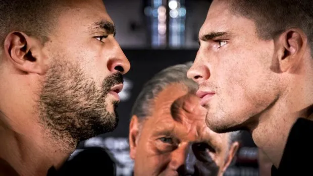 Onderonsje Rico Verhoeven en Badr Hari bij Glory Amsterdam