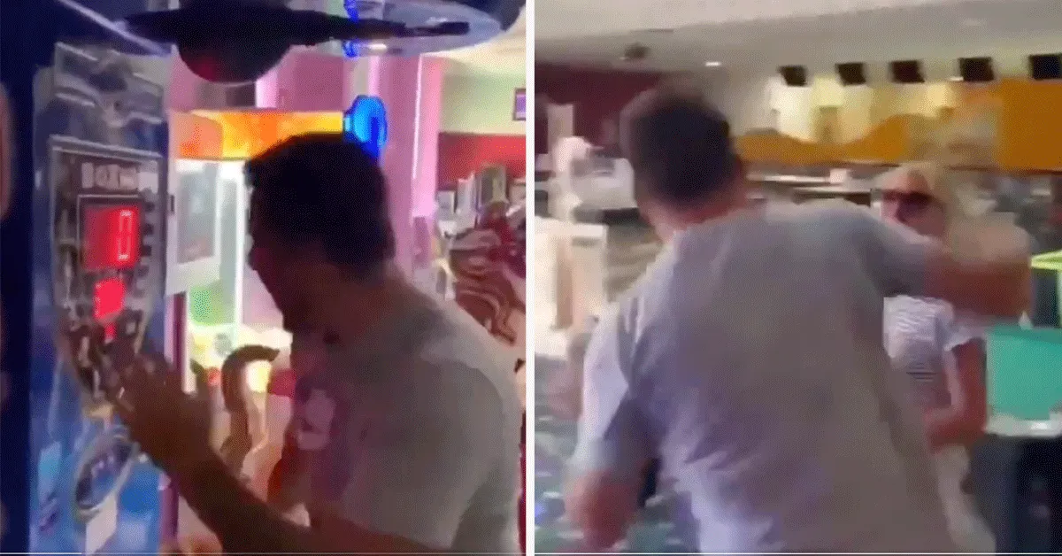 WTF! Vrouw krijgt slaag na record op boksmachine (video)