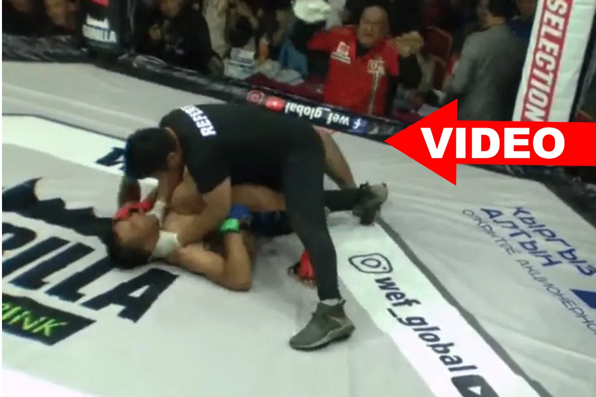 Woeste scheidsrechter wurgt vechter om rivaal te bevrijden