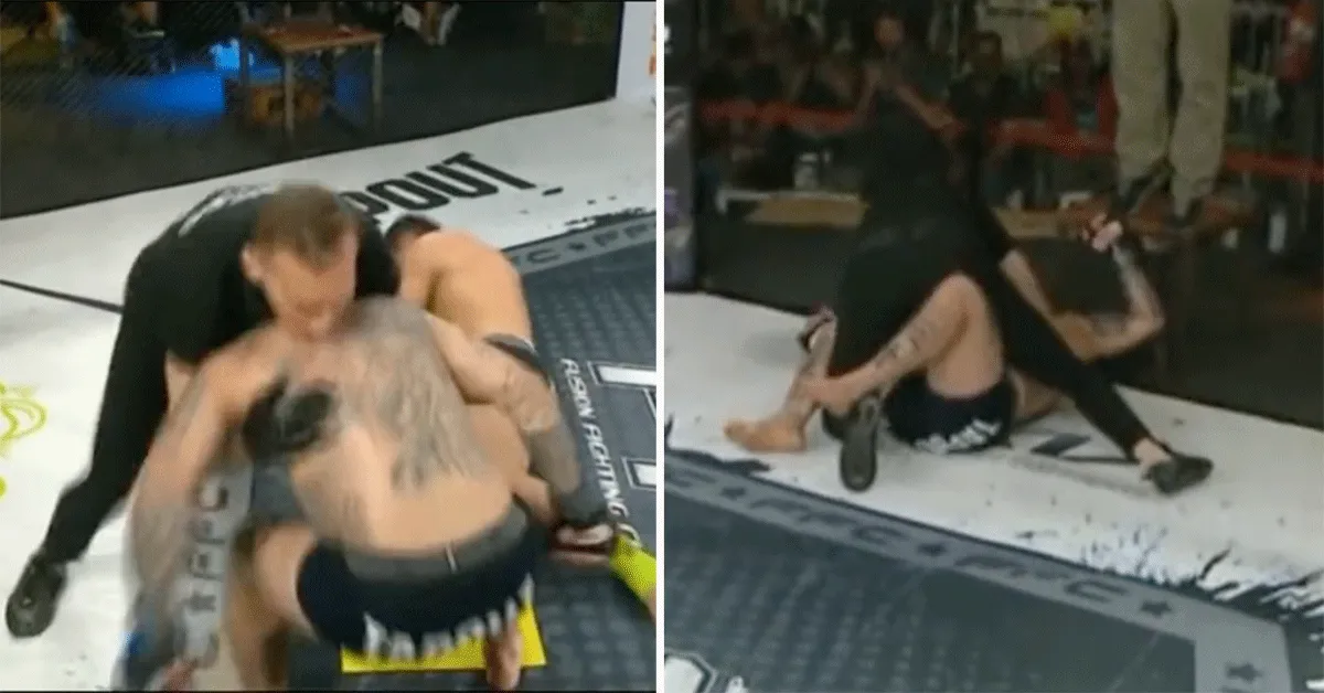 'Hoppa!' Scheids pakt vechter keihard aan tijdens MMA-clash (video)