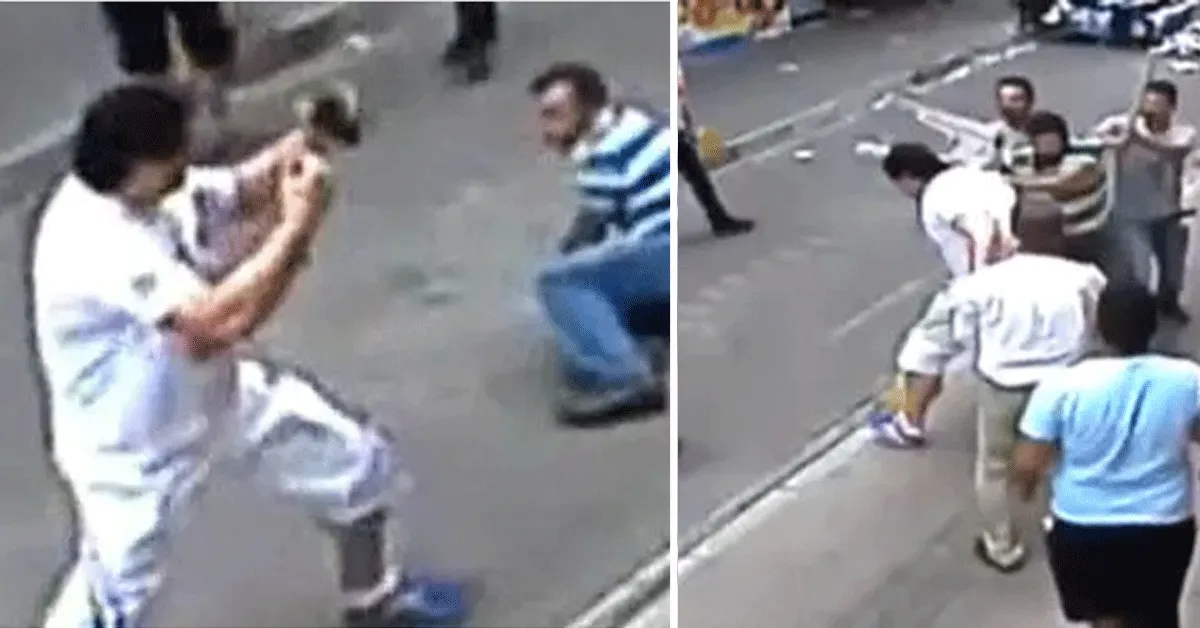 Oud-Bokser maait 15 man neer! 'Actieheld' (video)
