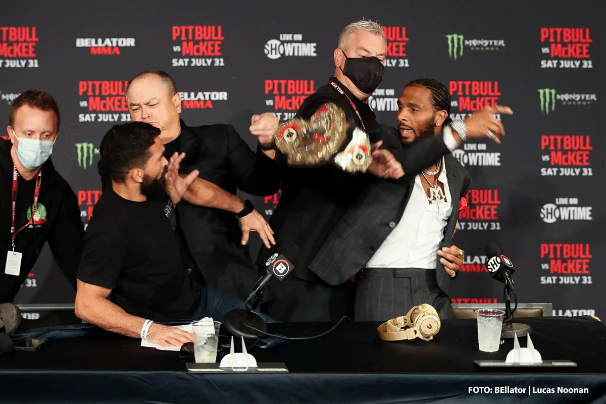 Afblijven! Chaos breekt uit bij Bellator MMA persconferentie (video)
