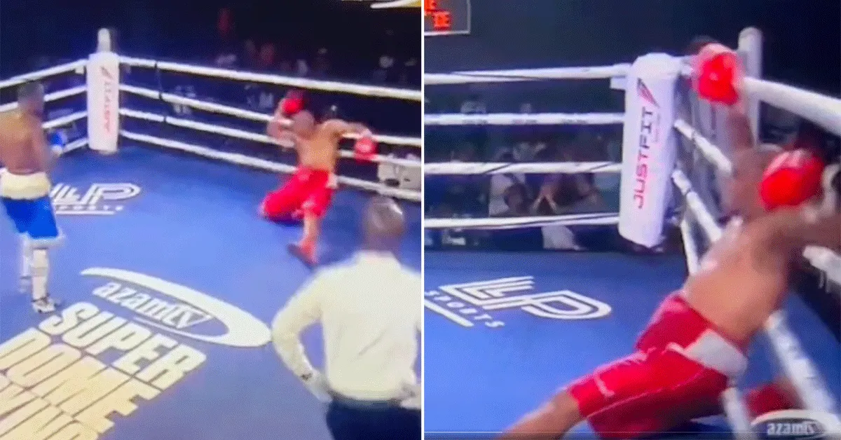 Hitman! Waggelende bokser KO in bizar einde wedstrijd (video)