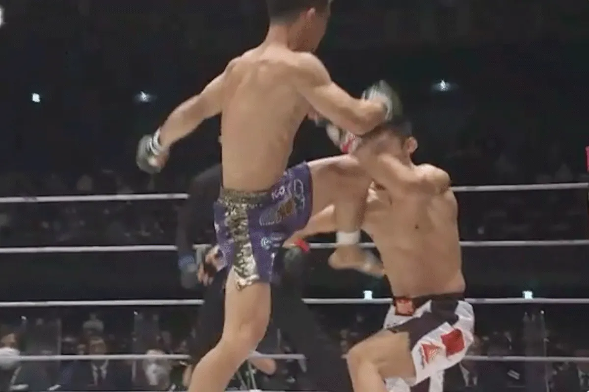 Gapende wond! Flying knee met dodelijke precisie (video)