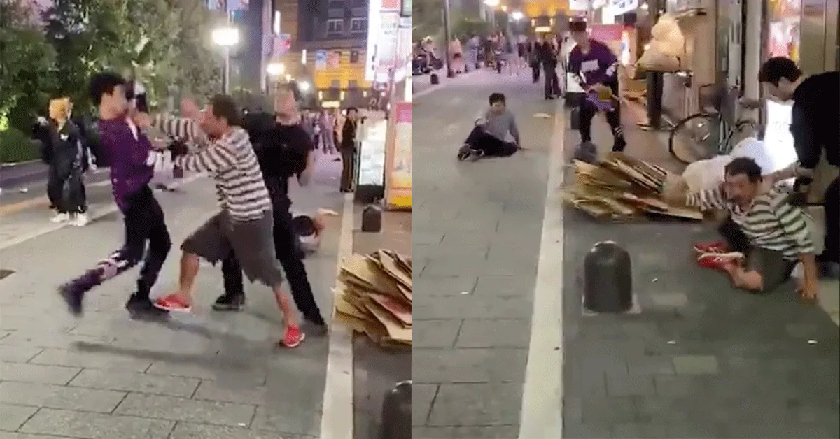 Chaos tijdens straatgevecht! 'Karate kick mislukt' (video)