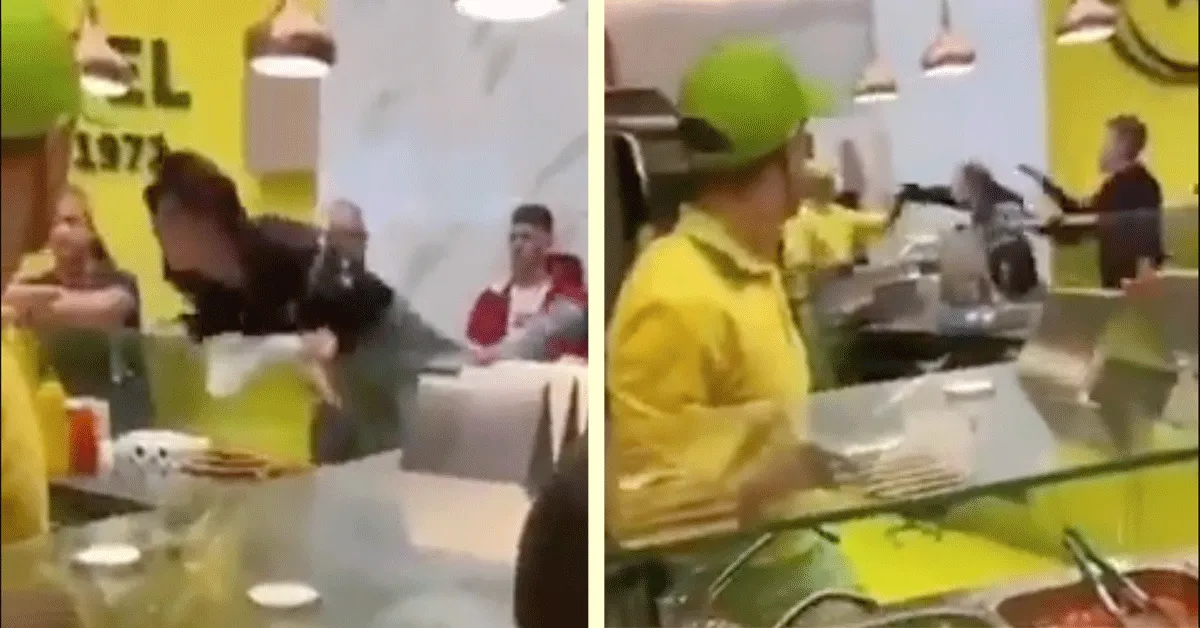 Kebab terrorist krijgt klappen! 'Wat geen saus' (video)