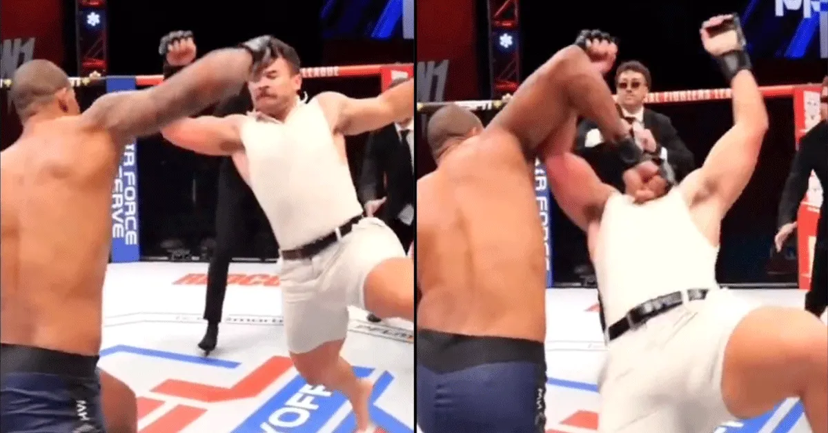 Mid Air 'KO'! Vechter slaat kerel uit de lucht | video