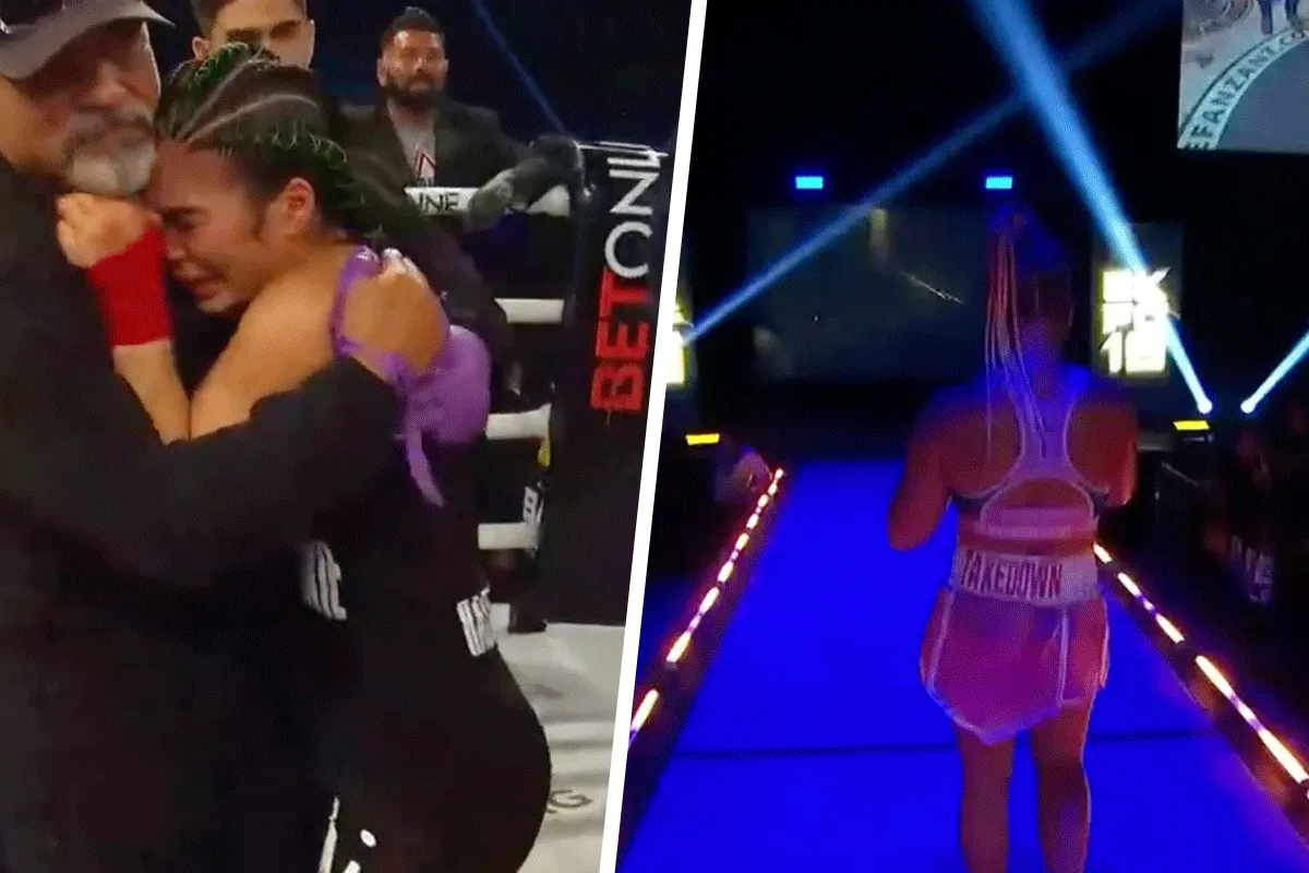 WRAAK! Blondje zwaar pissed boksring uit na verlies