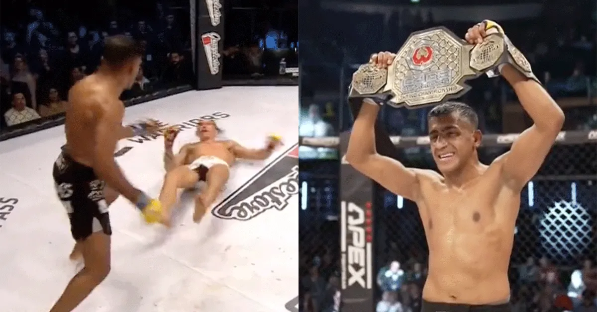 1 stoot KO! Vechter slaat zich kampioen bij Cage Warriors (video)
