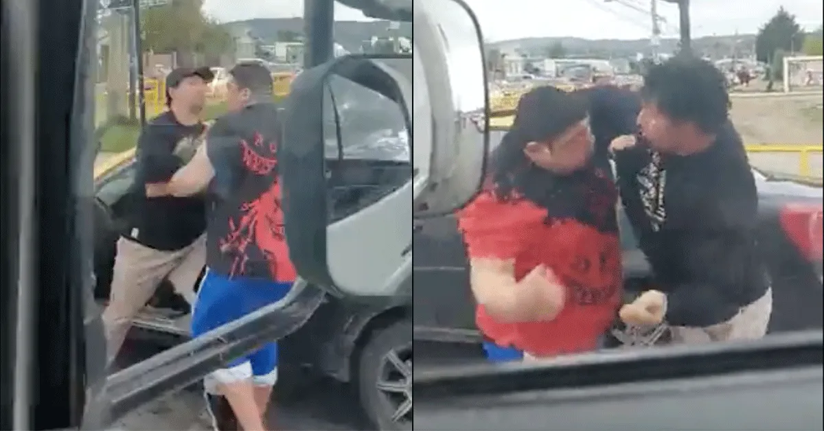 Taxi en fatso slaan erop in verkeersruzie! 'Bouwvakkersdecolleté'