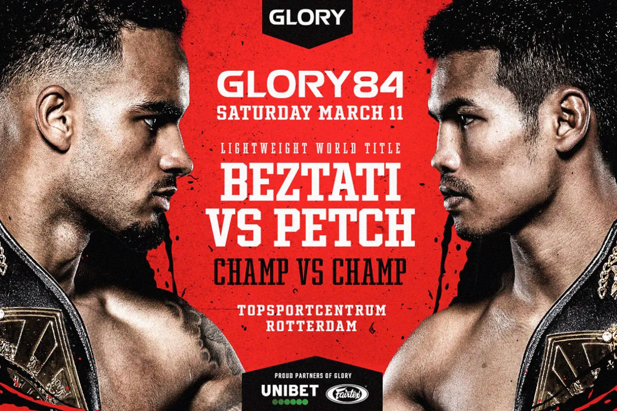 Glory kampioenenstrijd tussen Tyjani Beztati en Petch op GLORY 84