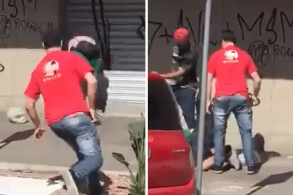 Vrouwenmepper afgestraft door aantal mannen! 'Helden' (video)