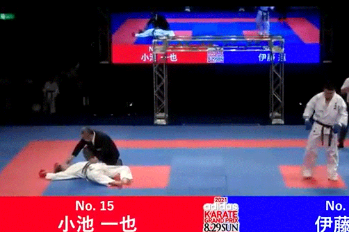 WOW! Heftige 'KO' tijdens karate GP in Japan (video)