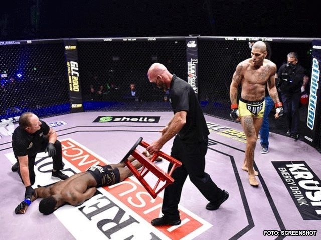 GLORY Kampioen Pereira toont brute knock-out power in MMA-gevecht