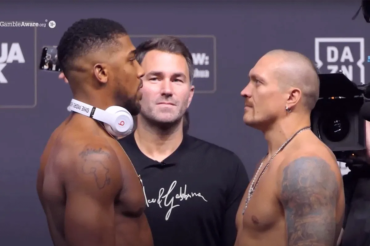 Klaar voor oorlog! Joshua en Usyk oog in oog (video)