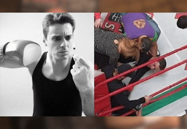 Brute actie: tv presentator knock-out geslagen tijdens kickboks wedstrijd (video)