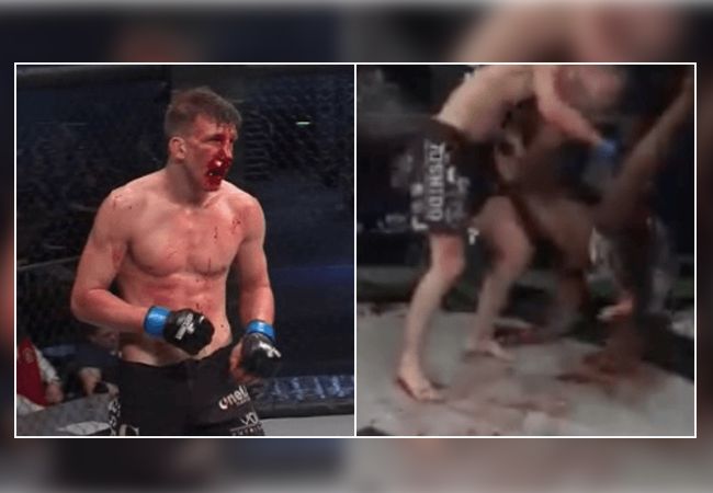 VIDEO: Glijpartij door 'verpletterde neus' tijdens MMA-gevecht
