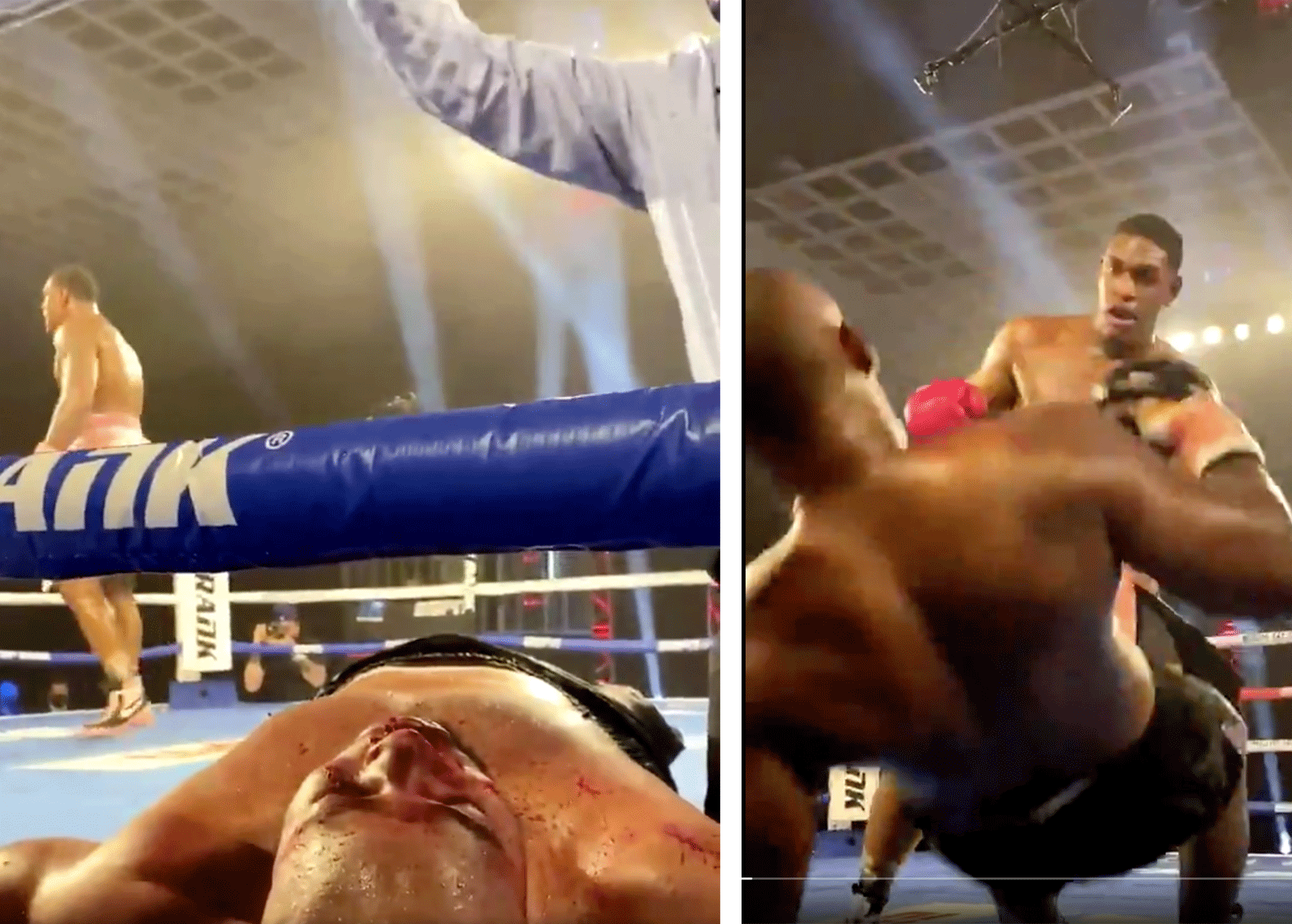 Zieke last minute knock-out tijdens bokswedstrijd (video)