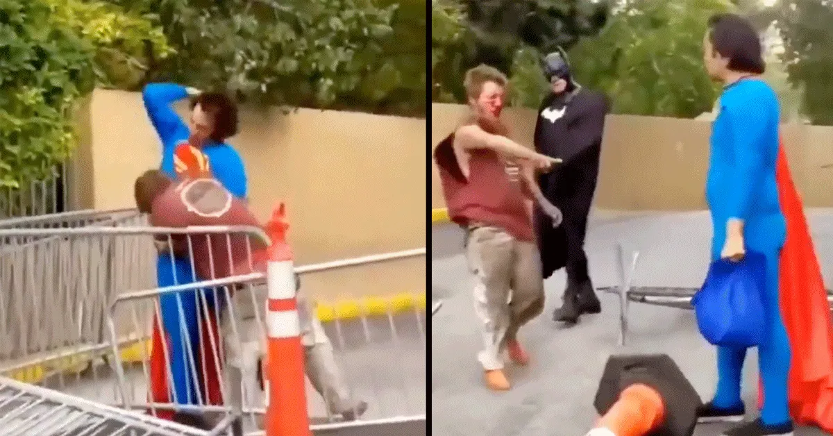 'Krypto niet! 'Dakloze vangt klappen van Superman na aanval op Batman (video)