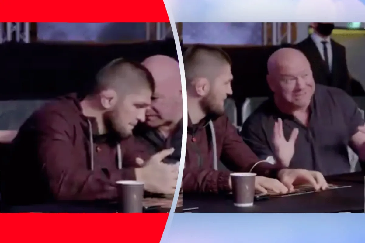 Vechtbaas gesnapt in geheim gesprek met UFC kampioen Khabib (video)