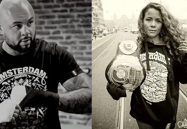 Denise Kielholtz en Hesdy Gerges vechten tijdens Bellator Amsterdam