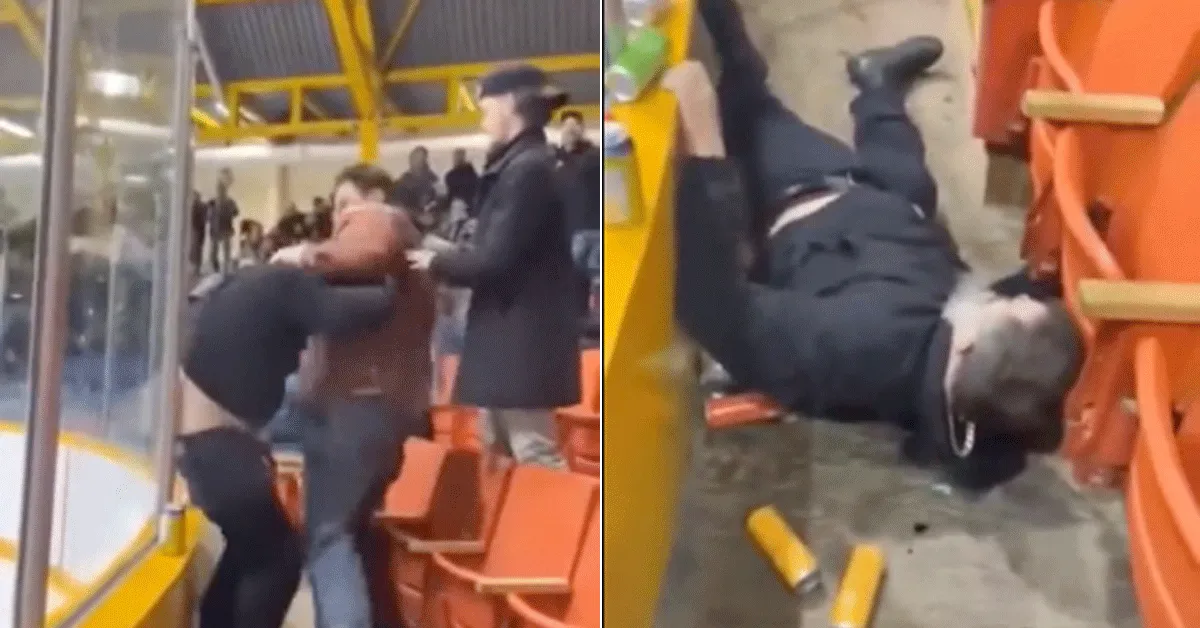 Woeste fan zelf 'KO' na pak slaag op tribune | video