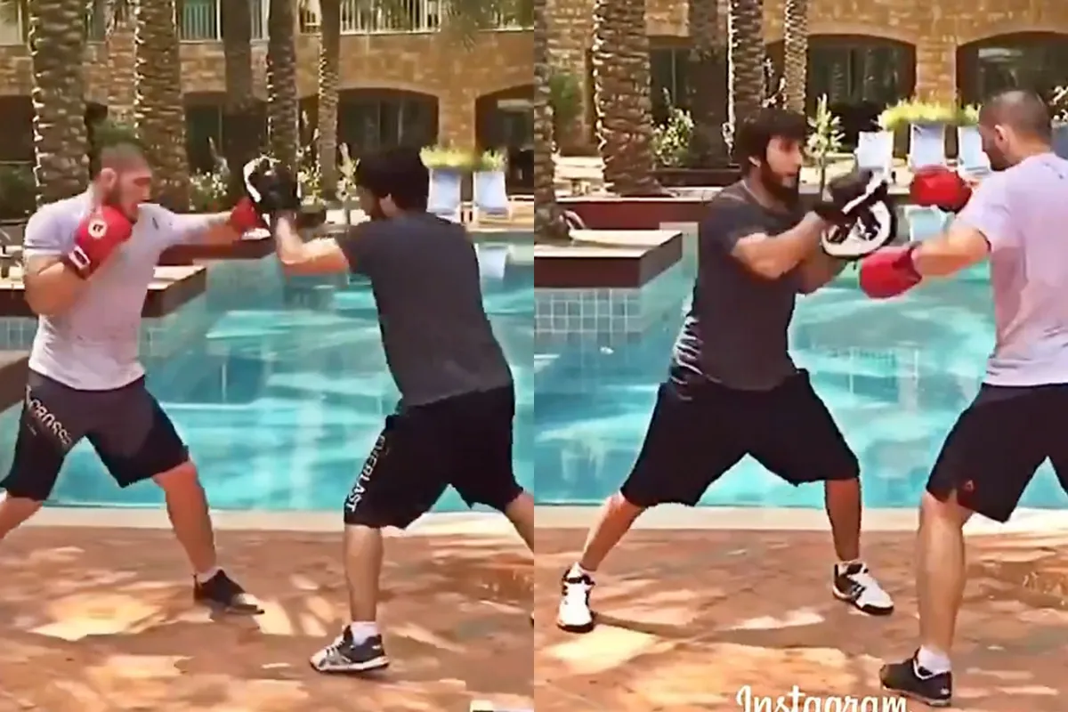 UFC-ster Khabib Toont Boks skills! 'Hij moet de ring in'