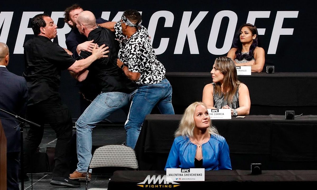UFC vechters Kevin Lee en Michael Chiesa Knokken op pers conferentie