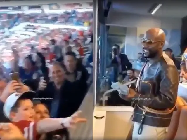 Floyd Mayweather de ring in tegen kickbokser Tenshin Nasukawa in Tokio