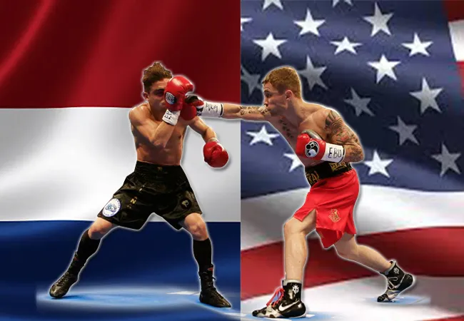 Boksinterland in Rotterdam Nederland vs Amerika