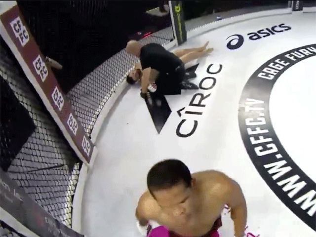 MMA-vechter trapt tegenstander angstaanjagend knock-out
