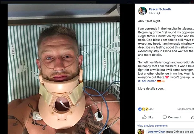 VIDEO: Kickbokser breekt op gruwelijke wijze zijn nek in China