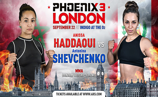 Anissa Haddaoui vecht tegen Antonina Shevchenko op Phoenix3 in Londen