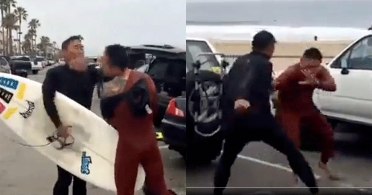 Surfers slaan elkaar verrot bij strand! 'Nate Diaz special' (video)