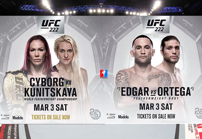 Cris Cyborg vs. Yana Kunitskaya en Frankie Edgar vs. Brian Ortega geboekt voor UFC 222