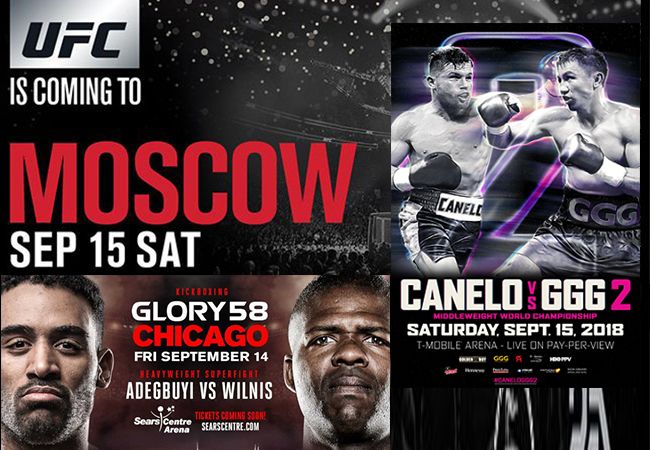 Vechtweekend met GLORY Kickboxing, UFC Russia & Canelo Vs. GGG 2