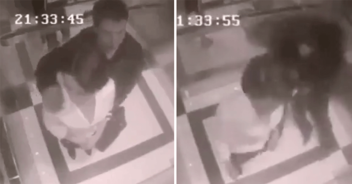Vrouw in lift slaat viezerik aan puin! 'Karate kick' (video)