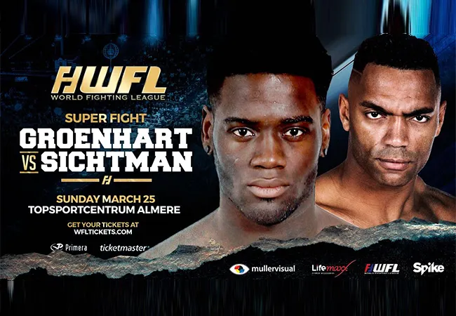 Fernando Groenhart tegen Darryl Sichtman tijdens het WFL Final 8 Wildcard Tournament