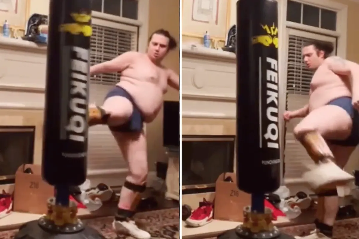 'Die durft!' Kickbokser in onderbroek gaat viraal en krijgt Kudos (video)